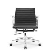 Low Back Ribbed Leather Midcentury Style Office chair