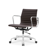 Low Back Ribbed Leather Midcentury Style Office chair