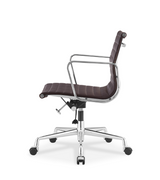Low Back Ribbed Leather Midcentury Style Office chair