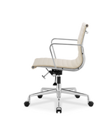 Low Back Ribbed Leather Midcentury Style Office chair