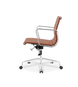 Low Back Ribbed Leather Midcentury Style Office chair