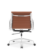 Low Back Ribbed Leather Midcentury Style Office chair