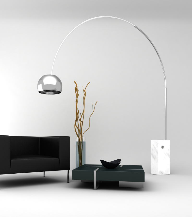 Arc Floor Light White Marble Base Onske