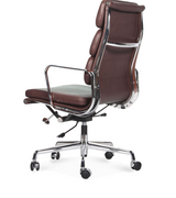 Executive High Back Leather Midcentury Style Office Chair in Aniline Leather