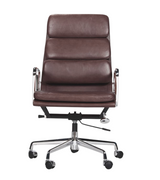 Executive High Back Leather Midcentury Style Office Chair in Aniline Leather