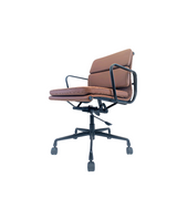 Black Frame Leather Mid-Century Style Office Chair