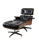 Waxed Aniline Leather Mid-Century Charles style Lounge Chair and Ottoman