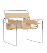 Wassily Bauhaus Tubular Accent Chair Full Leather