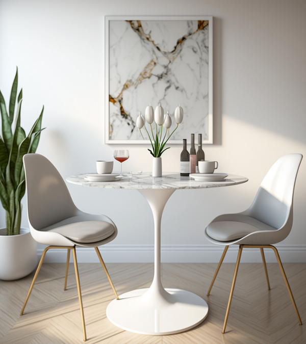 Carrara Marble Dining Table For Two 80cm