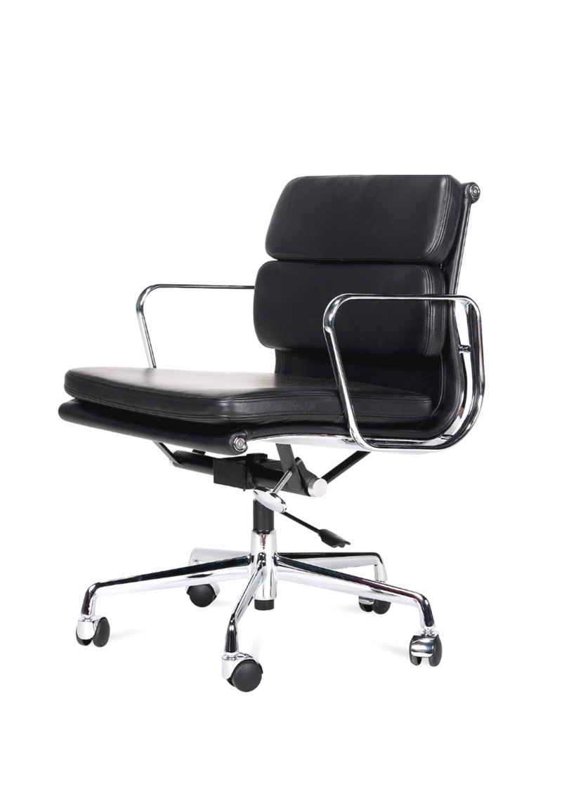 Eames 217 Style Low Back Office Chair in Premium Leather