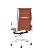 High Back Ribbed Leather Midcentury Style Office chair