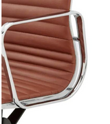 High Back Ribbed Leather Midcentury Style Office chair