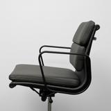 Black Frame with Black Leather Midcentury Style Office chair