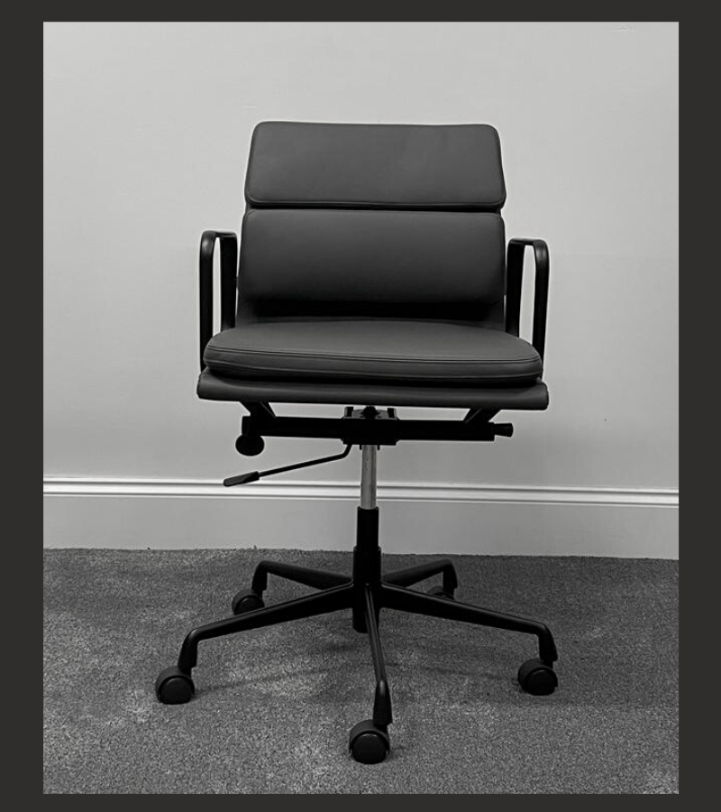 Black Frame with Black Leather Soft Pad 217 Style Leather Office Chair