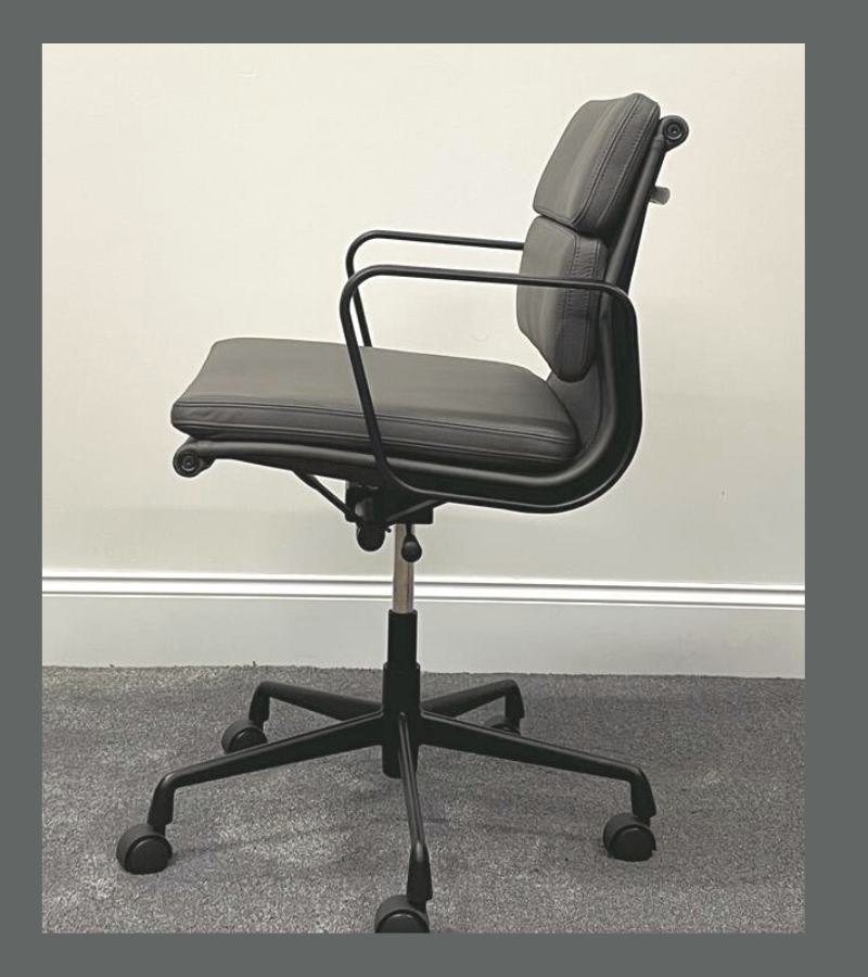 Black Frame Grey Leather 217 Soft Pad Style Leather Office Chair
