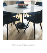 140cm Carrara White Marble Dining Table with Black Base