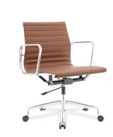 Low Back Ribbed Leather Midcentury Style Office chair