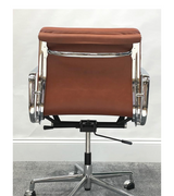 Dark Brown Tan Waxed Leather Midcentury Style Office Chair