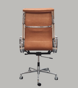 Executive High Back Leather Midcentury Style Office Chair in Aniline Leather