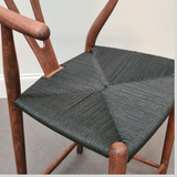 Lars Midcentury Style Counter Stool Cord Seat Light Walnut finish