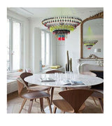 White Carrara Marble Tulip Style Dining Table - Onske
