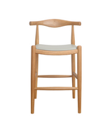 Elb Counter Stool in Oak with Grey Leather 65cm