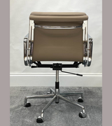 Putty Grey Leather Midcentury Style Office chair