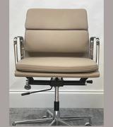 Putty Grey Leather Midcentury Style Office chair