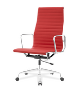 High Back Ribbed Leather Midcentury Style Office chair