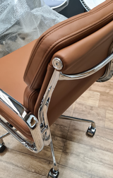 Chestnut Tan Leather Soft Pad Aluminium Frame Office Chair