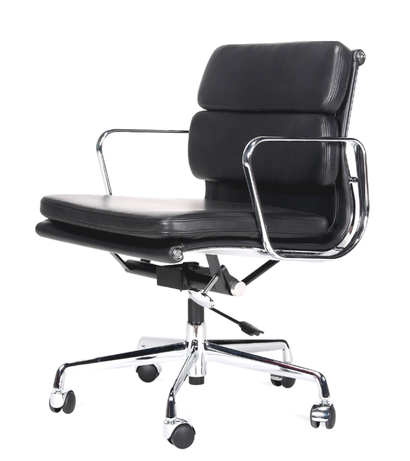 Eames 217 Style Executive Office Chair in Black Leather – Onske