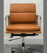 Vintage Tan Waxed Leather Executive Swivel Office Chair
