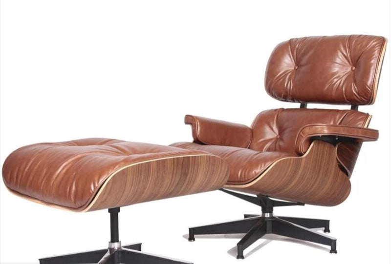 670 Style Lounge Chair and Ottoman Aniline Leather - Onske