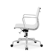Ribbed Leather Mid-Century Style Office Chair