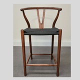 Lars Midcentury Style Counter Stool Cord Seat Light Walnut finish