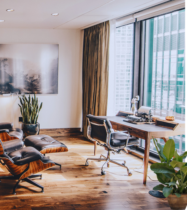 Midcentury Eames Style Leather Office Chairs