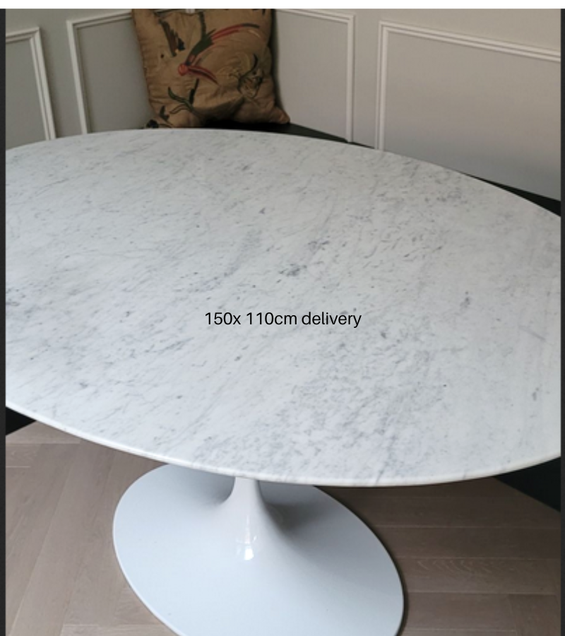 150cm Oval Marble Dining Table Tulip Style