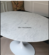 Oval Italian Marble Dining Table Tulip Style Choice of Size