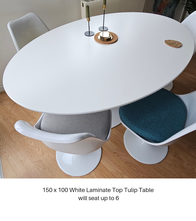 Tulip Dining Table White Wood Top