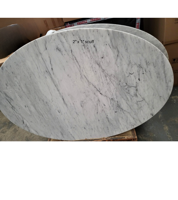 Outlet Item 150cm x 100cm Marble Oval Dining Table Transit Damage