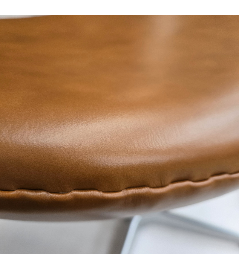 Outlet Item Egg Chair Ottoman Stool Arne Jacobson Style in Waxed Aniline Tan Leather