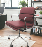 Low Back Padded Leather Midcentury Style Office chair