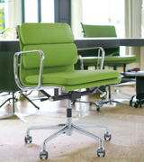 Green Leather Eames 217 Style Office Chair