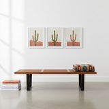 Midcentury Slatted Wood Bench