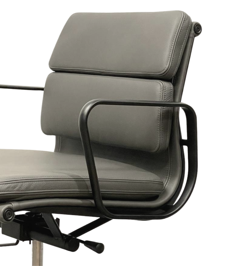 Black Frame Leather Eames 217 Style Mid-Century Office Chair