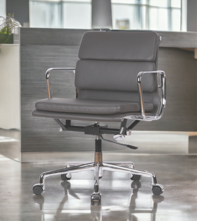 Eames 217 Style Low Back Office Chair in Premium Leather