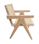 Jeanneret Style Rattan Dining Armchair Solid Ash