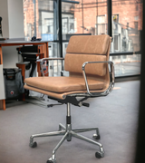 Low Back Padded Leather Midcentury Style Office chair