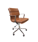 Brown office chair with chrome frame on a white background
