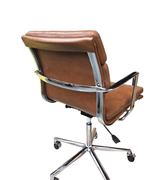 Brown office chair with chrome frame on a white background